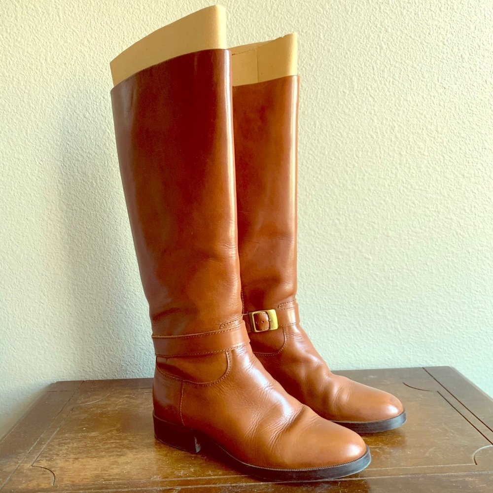 Etienne Aigner Tan Leather Knee Boots